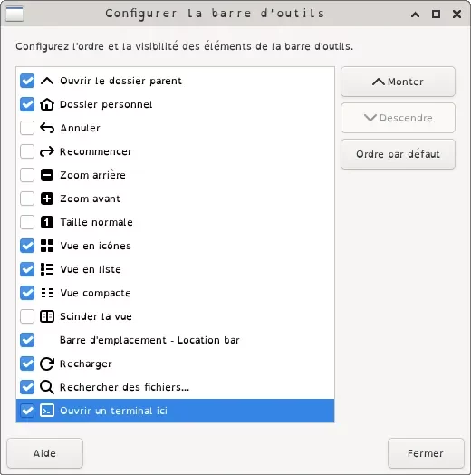 thunar.configurer.la .barre .d.outils